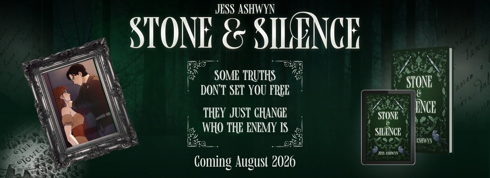 Stone & Silence - Jess Ashwyn - Dark Fantasy Romantasy Novel - Website hero